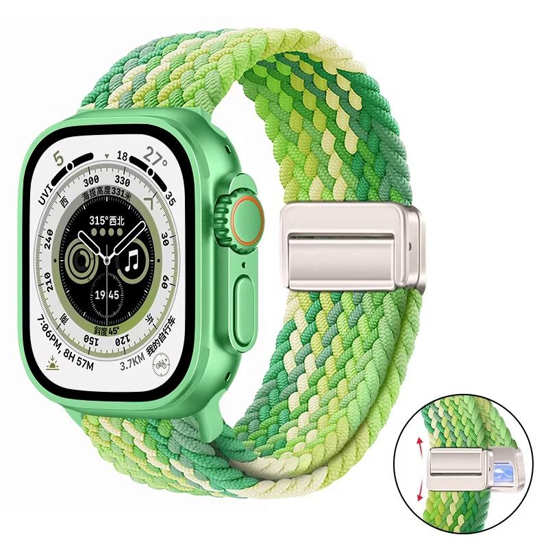 Nylon Braided Band For Apple Watch Series Ultra 3 2 1 49mm 11 10 46mm 42mm 9 8 7 45mm 41mm Magnetic Strap iWatch 6 5 SE 44/40mm Belt
