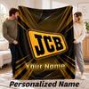 JCB Personalisierte Flanelldecke Benutzerdefinierter Name Text Weiche Überwurfdecke Heimdekoration