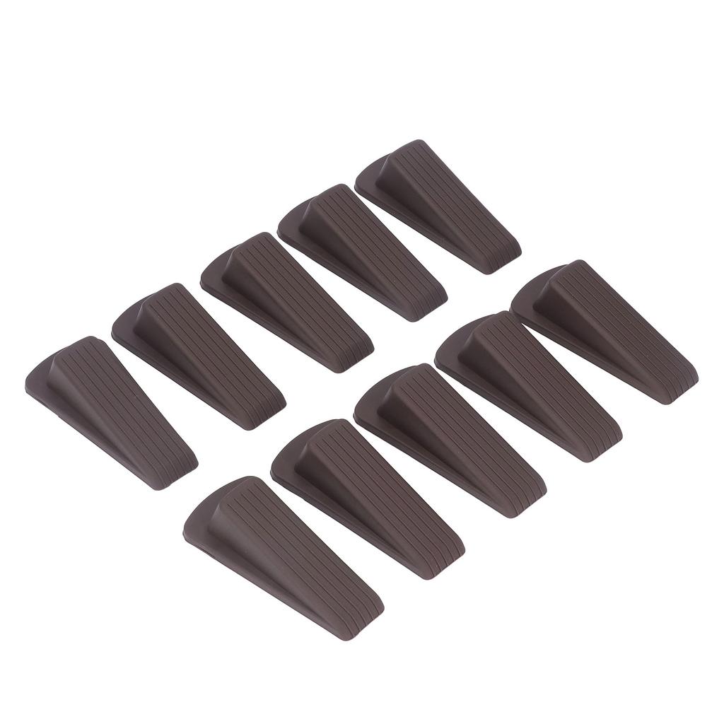 10Pcs Brown Door Stopper Set Convenient Practical Robust No Deformation Door Stop Wedge Kit for Home