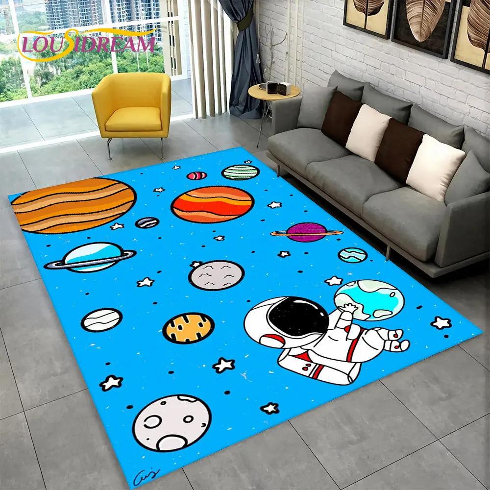 Dywanik z kreskówkowym astronautą kosmicznym 3D, Dywanik do domu, salonu, pokoju dziecięcego, pod sofę, wycieraczka, Mata podłogowa dla dzieci antypoślizgowa