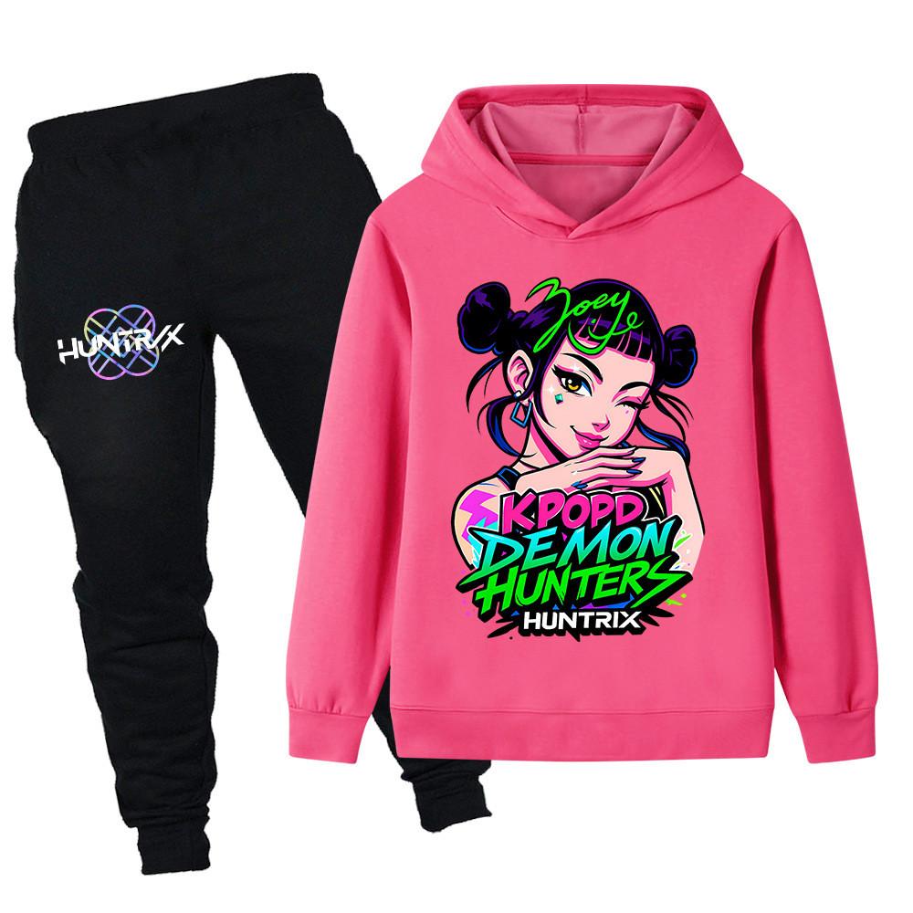 PB1214 Kinder Jungen Mädchen Kpop Mira Zoey Rumi Zoey Print Langarm Kapuzenpullover Hose Hosen Kleidung Sets