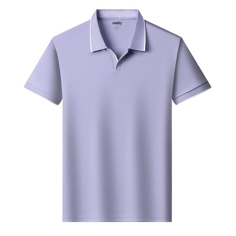 Seagull Collar Men's Casual Solid Color Short Sleeve Polo Shirt