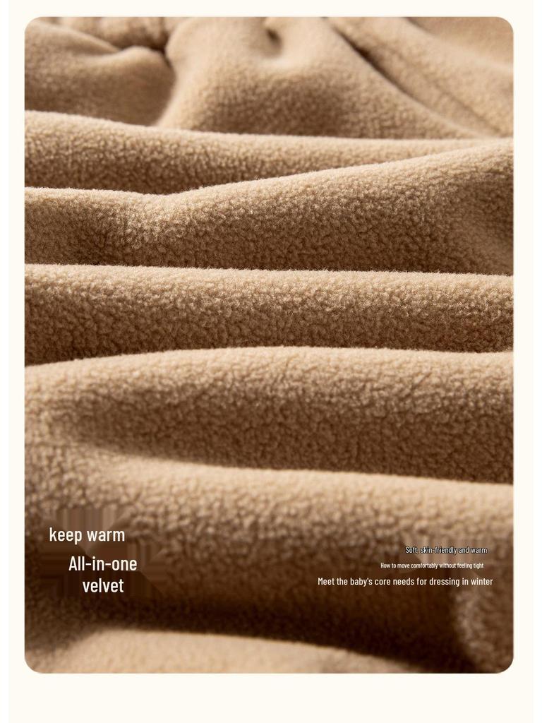 2025 Vinter Barn Fleecefodrade Uppvikta Vardagsbyxor