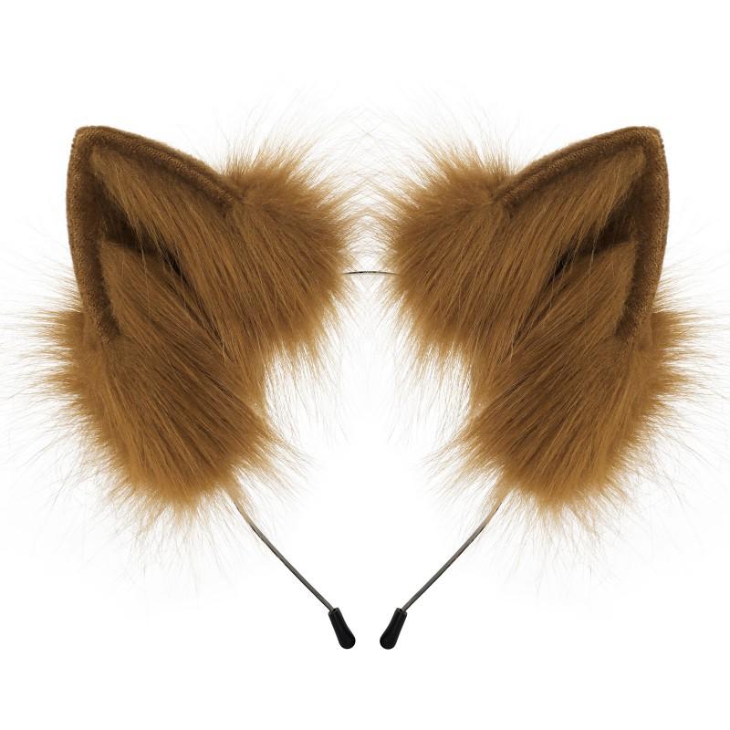 Handmade Plush Animal Ear Headband Cosplay Party Costume Wolf Fox Ears Hair Accessory Unisex