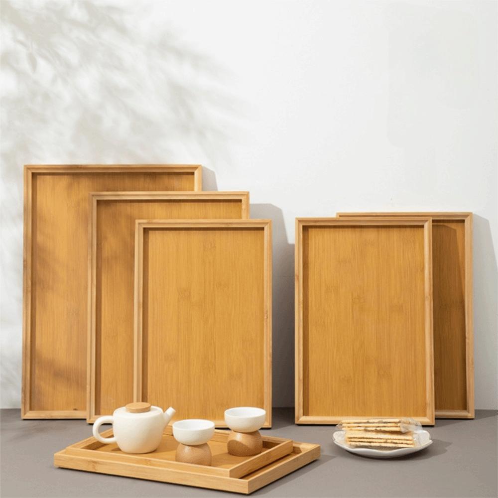 Smooth Surface Tea Set Serving Tray Bamboo Brunch Tray Household Hotel Dinner Plate Afternoon Tea