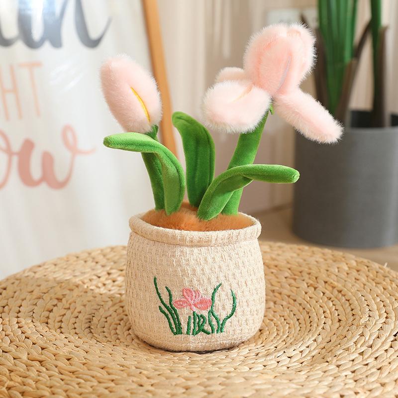 30cm Iris Potted Plant Simulated Plant Stuffed Plush Toys Flowerpot Desktop Ornaments Mother’s Day Gifts For Spring Home Decor