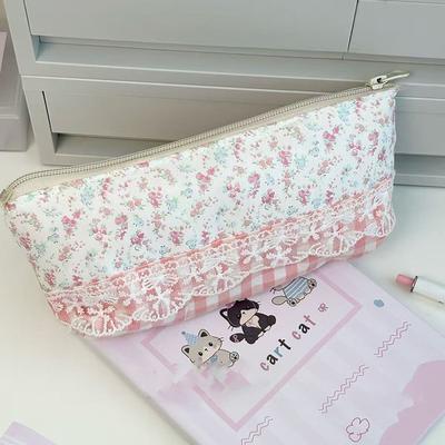 Hochwertige Süße Spitze Florales Design Stifttasche Große Kapazität Multifunktionale Schreibwarentasche Federmäppchen Schülerbedarf