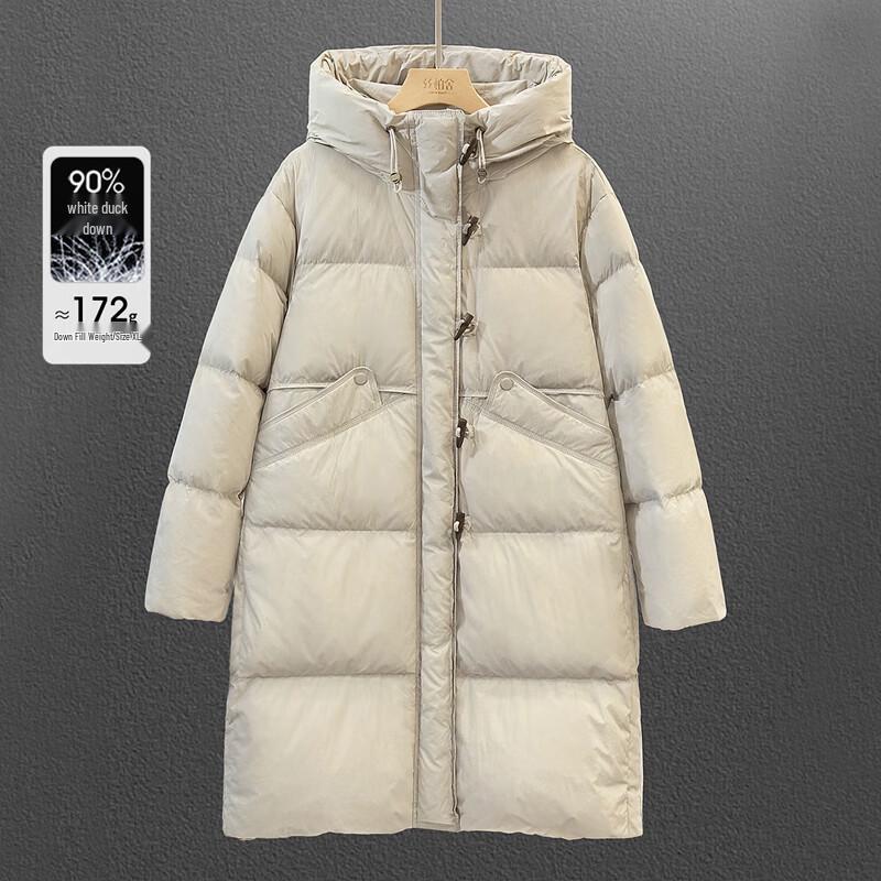 Sibaishai Women s Hooded Mid-Length Down Jacket M