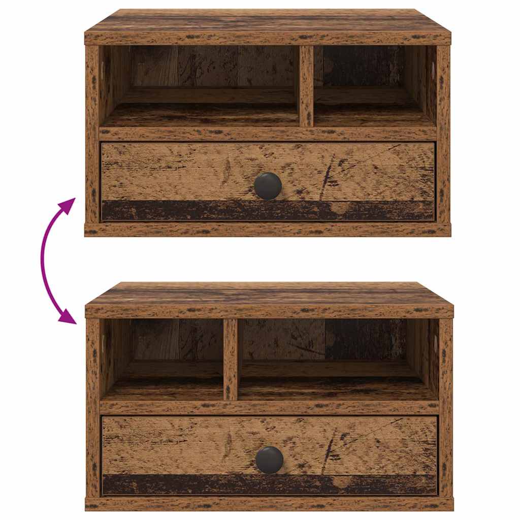 Printer Stand Reclaimed Wood Look 40 x 32 x 24 cm Particleboard