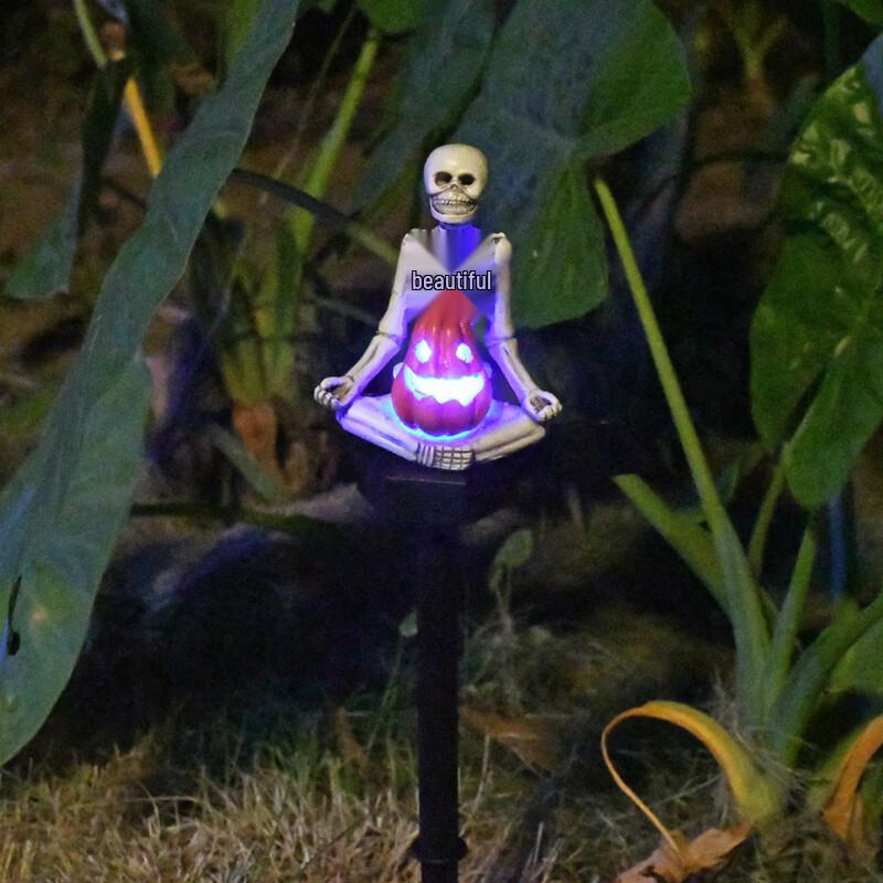 Solar Rose Skull Garden Light