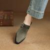 Fashion 2025 New Brand Sandal Retro Ladies Sheep Suede Fashion Chunky Heels Summer Wedges Mules Slippers Women Casual Office Shoes Woman