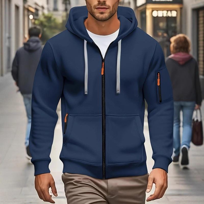2025 Autumn and Winter New Solid Color Hooded Sweatshirt Zipper Cardigan Casual Jacket