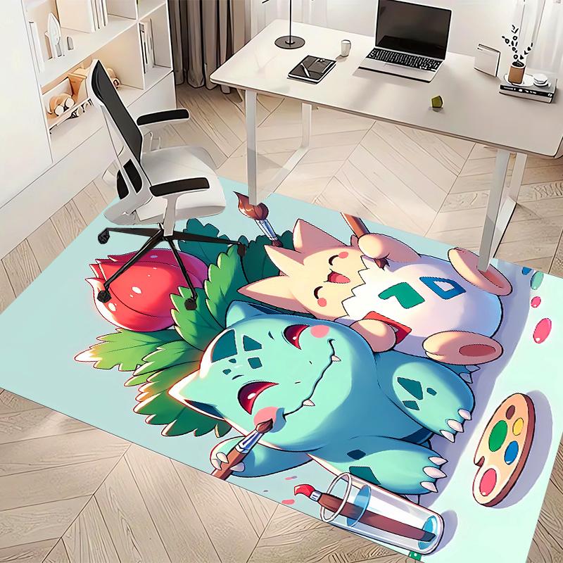 Pokémon Bulbasaur Printed Absorbent Washable Carpet, Non-Slip Bathroom Mats, Kitchen Rugs, Yoga Mat,Living Room Entrance, Camping Picnic Rugs