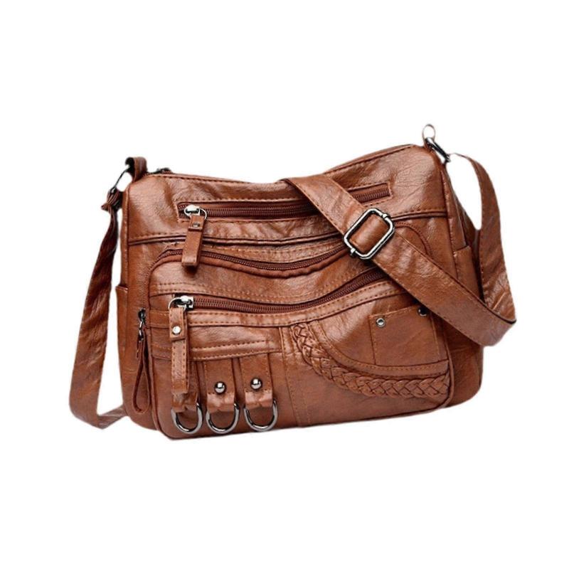 Women Shoulder Bag Soft PU Leather Crossbody Bag Pouch for Gifts Summer Work Brown