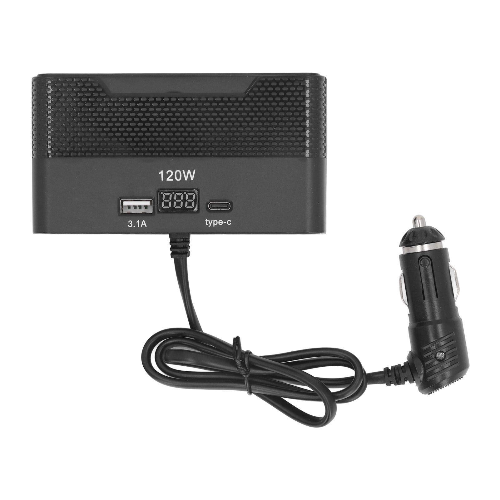 

Разветвитель прикуривателя автомобиля, 4 розетки, дисплей напряжения, порт USB типа C, многопортовый разъем питания для