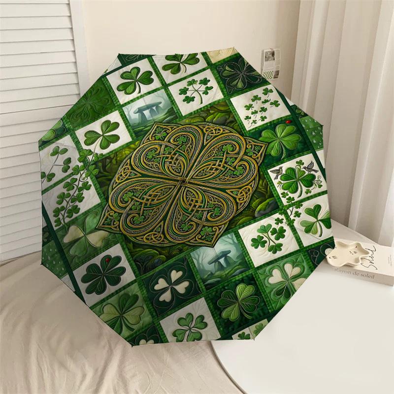 

1PC Celtic Clover Umbrella-8-Rib Reinforced Portable Folding Travel Suitable for All Seasons Outdoor Daily Use Is an Ideal Choice -K0396