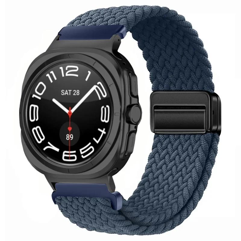 Nylon Braided Loop Strap for Samsung Galaxy Watch Ultra 47mm Magnetic Bracelet Wristband for Galaxy Watch 6 5 4 40mm 44mm 43mm 45mm Accessories