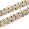 Modeschmuck Hip Hop 14mm Flaches Kubanisches Gliederkettenarmband Bling CZ Iced Out Rhombus Zweifarbig Miami Kubanische Kette Armband
