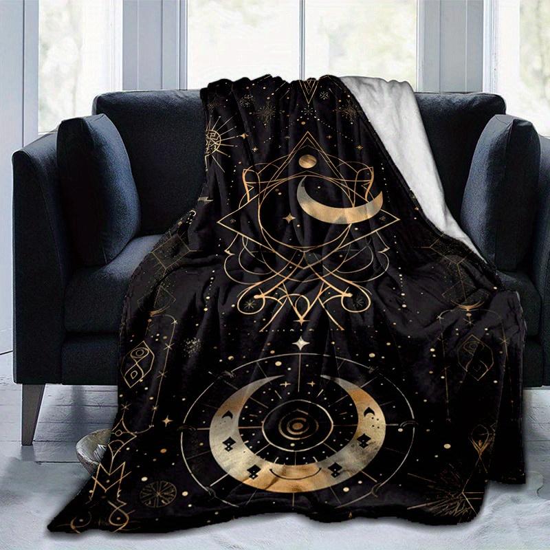 1pc Moon Printing Lightweight Flannel Blanket, Comfortable and Warm Blanket, for Camping Sofa Bed and Couch Office, in All Seasons