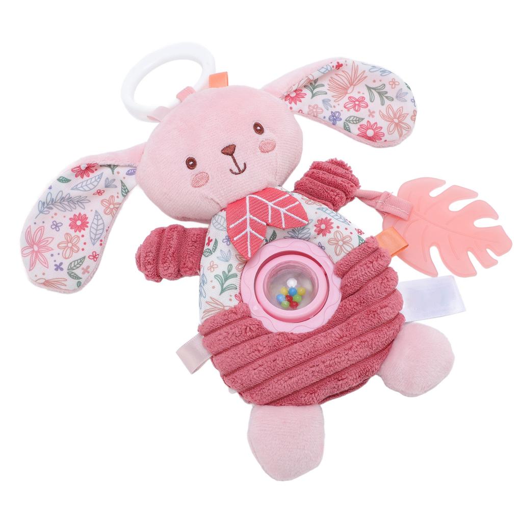 Pink Baby Plush Hanging Toy Cute Cartoon Portable Stroller Activity Toy for Baby Cribs and Cars