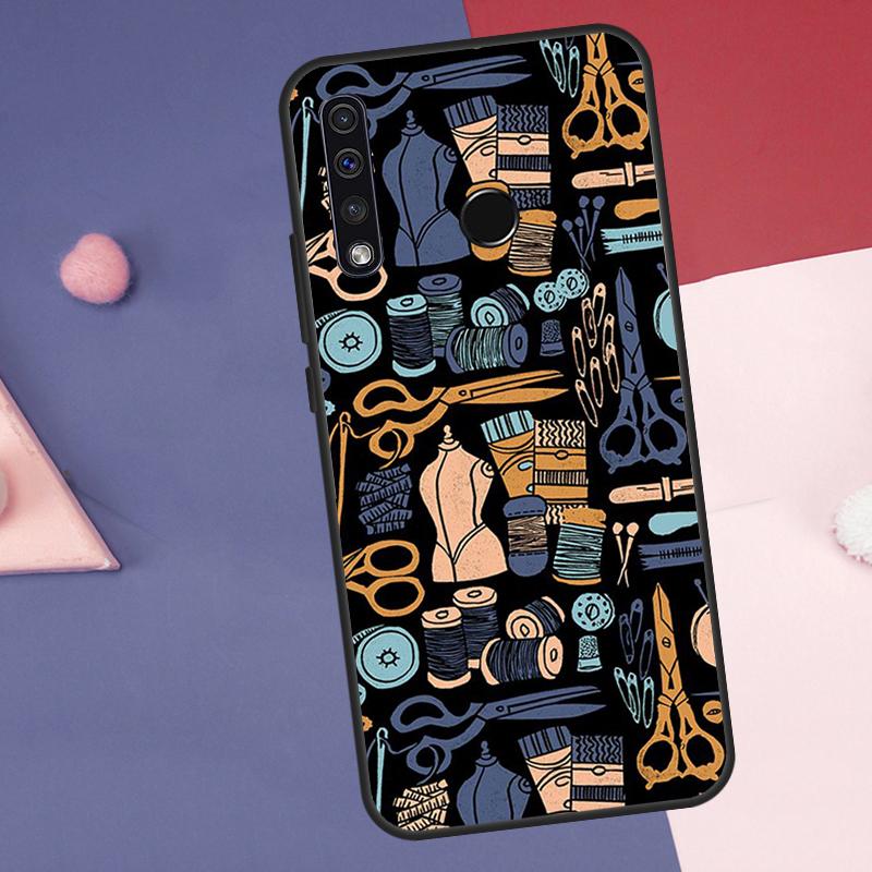 Sewing Scissors Buttons Case For Huawei Nova 12s 12i 11i 8i 7i Y73 Y70 Y90 Y60 Y72 Y61 Y91 9 10 SE P40 Lite P30 Pro