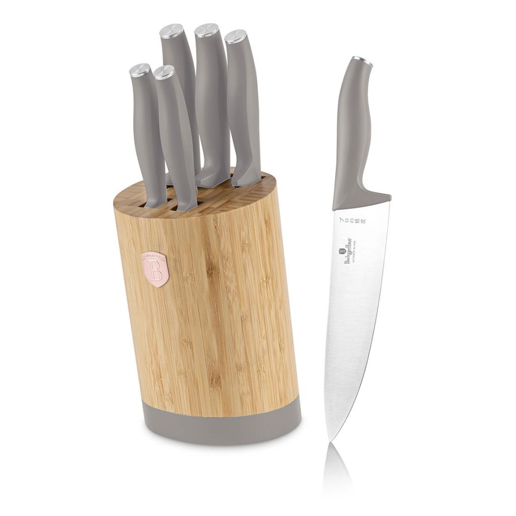 Berlinger Haus Bh-2756 Taupe Knife Set In Bamboo Block