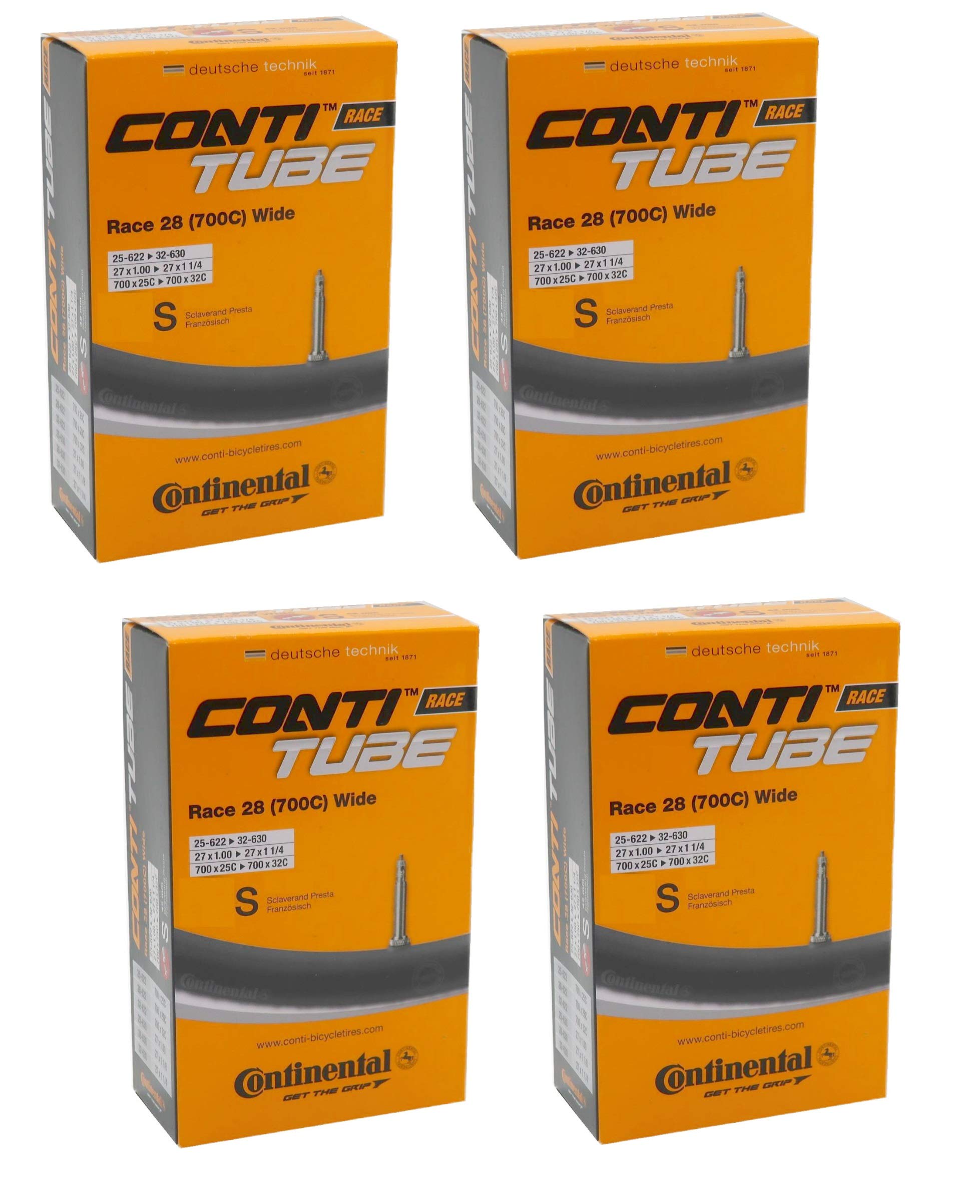 

Set of 4 Continental Race 28 Wide Presta wide tube length 700x25-32C (valve 60mm) [item]