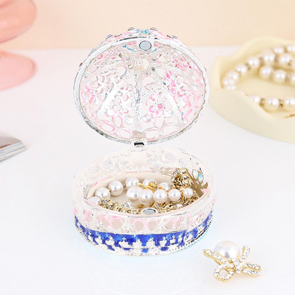 Crown Trinket Box Vintage Enameled Decorative Jewelry Box Zinc Alloy for Necklaces Bracelets