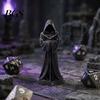 Dust-proof Resin Figure 3D Printed Hooded Robe Ornament, Matte Black Faceless Monk Figurine, Vintage Sculpture Gothic Style Sculpture, for Halloween