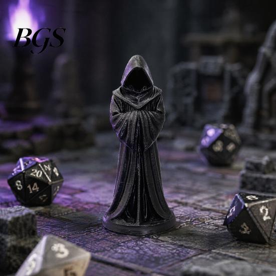 Dust-proof Resin Figure 3D Printed Hooded Robe Ornament, Matte Black Faceless Monk Figurine, Vintage Sculpture Gothic Style Sculpture, for Halloween