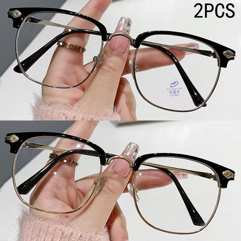 

2/3 шт. Металлические светопроводящие очки с защитой от синего света, с полуободковой оправой и дужками для мужчин, четкое изображение высокой четкости 4.0