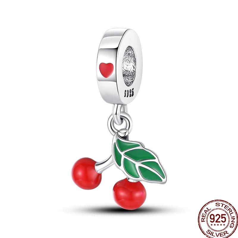 Newstering Copper Cherry Strawberry Fruit Series Charms Beads Fit 3Mm Original Bracelets Diy Birthday Jewelry Gifts