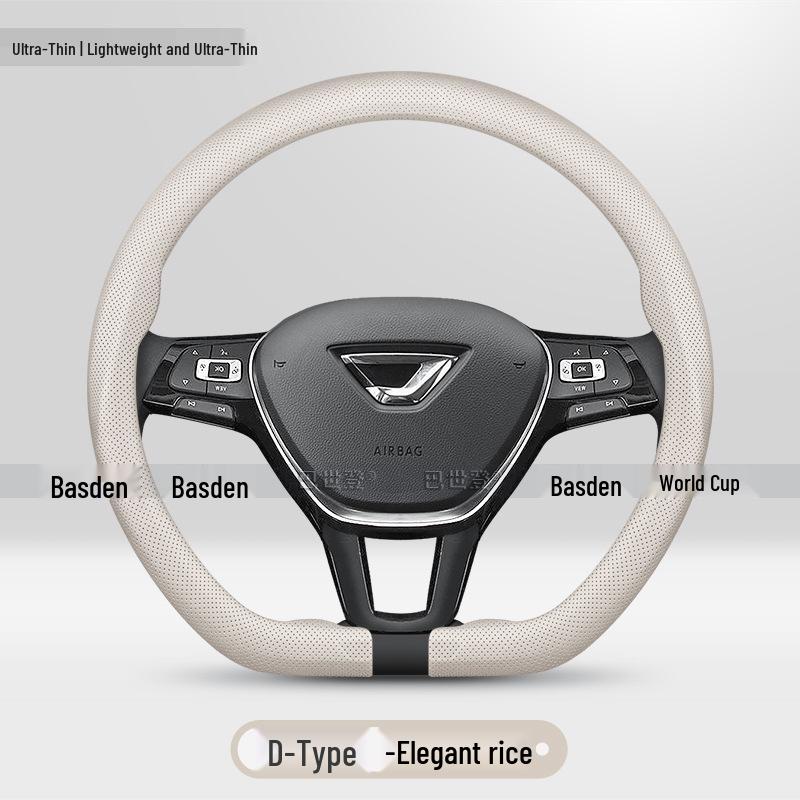 Genuine Leather Ultra-thin Anti-slip Steering Wheel Cover for New Jetta VS5/VA3/VS7/VA7/VS8