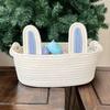 Cotton Rope Basket With Bunny Handle For Diy Easter Craft Storage Organizer For Home Decor