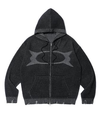 Critic Wormhole Knit Hood Zip Up Charcoal