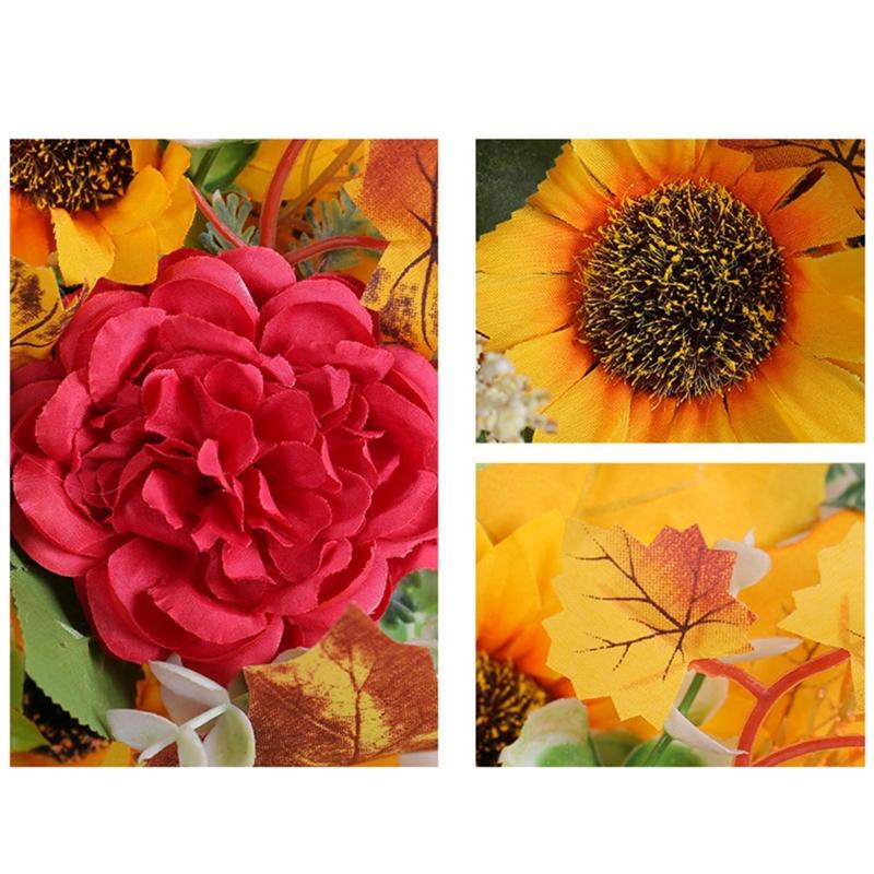 Höst Dörrkrans Höstskördekransar För Ytterdörr Höst Gårdskrans Med Solrosor Och Lönnlöv För Utomhusbruk