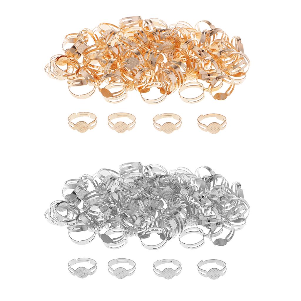 100 de bucăți Inel reglabil Blank Cabochon Tavă pentru setări de bază