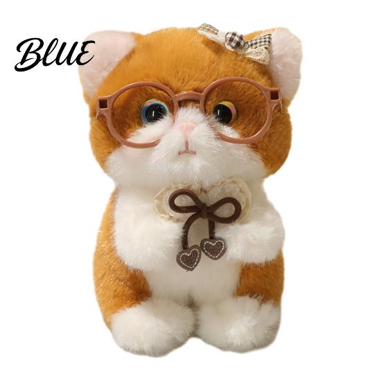 Plush Pendant for Bags Cute Kitten with Glasses And Tie Soft Stuffed Animal Backpack Charm Keychain Backpacks Keys Decorative Hanging Plushie