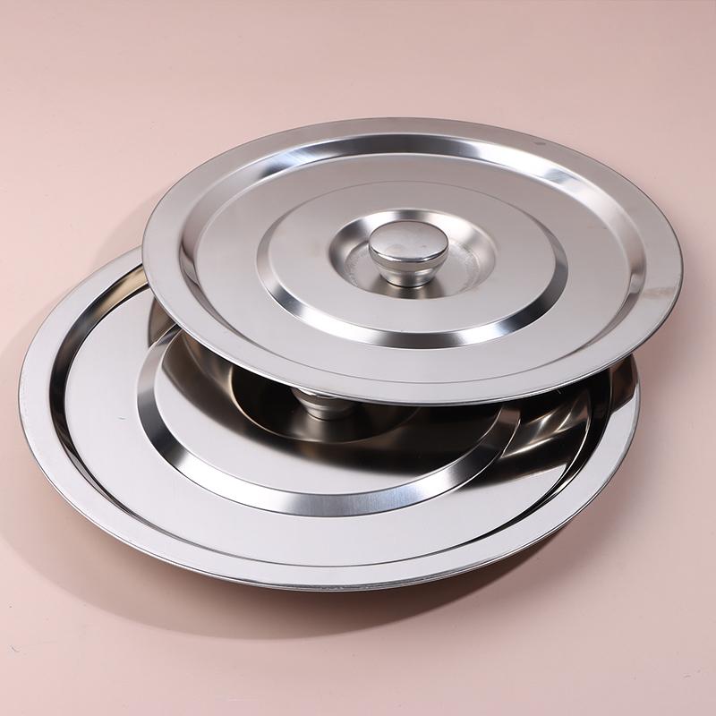 1Pc 28/30/32Cm Silver Round Pot Lid Kitchen Thicken Stainless Steel Saucepan Cover Replacement Universal Kitchen Food Lid