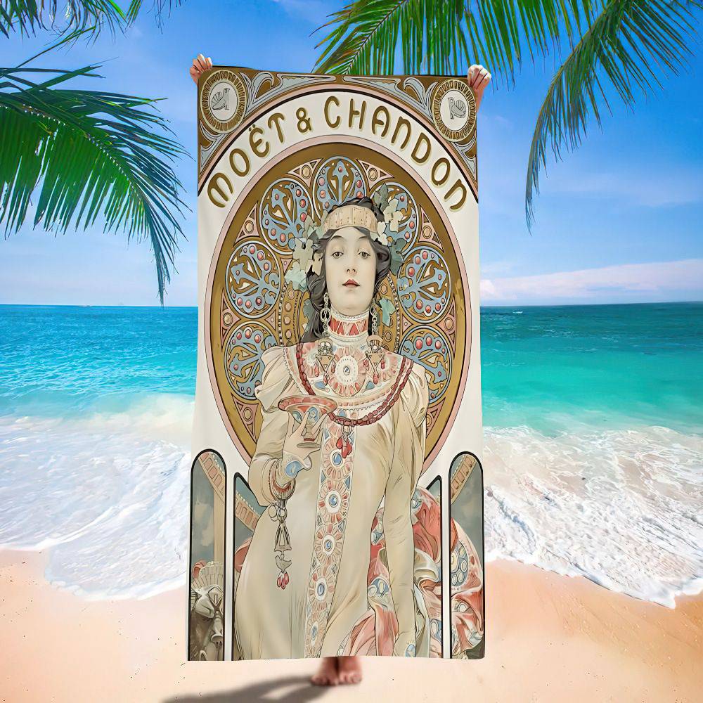 Champagner Logo M-Moet C-Chandon Mikrofaser Bedrucktes Strandtuch Bergsteigen Yoga Strand Schwimmen Laufen Saugfähig Weich