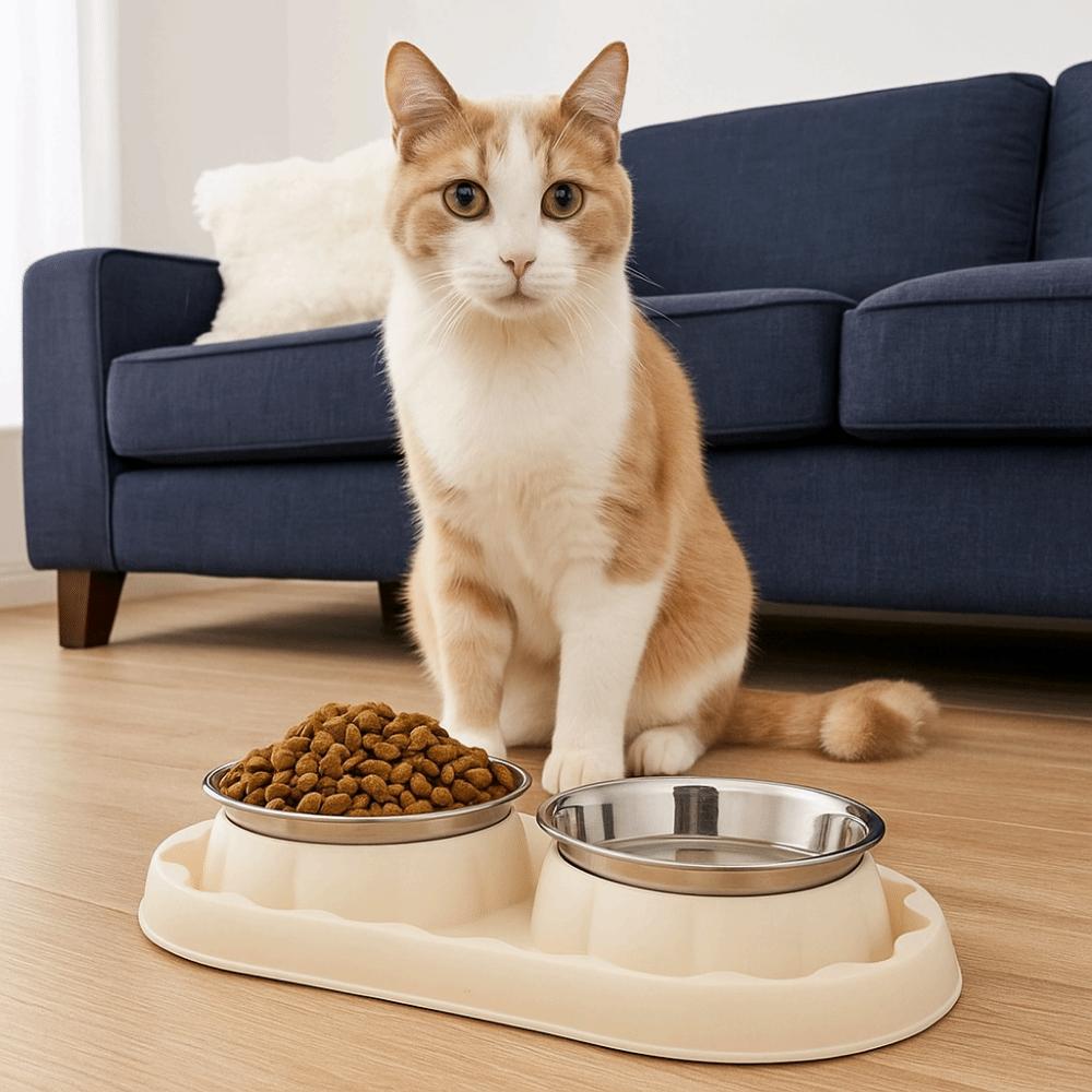 Stainless Steel Pet Food Bowl Leakproof Pet Dog Feeder Simple Dog Food Dispenser  For Cats Dogs