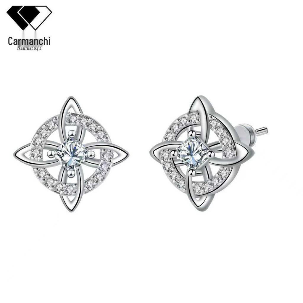 KEE-30 Celtic Knot Stud Earrings for Women - 925 Silver Needle, Light Luxury, High-End Feel