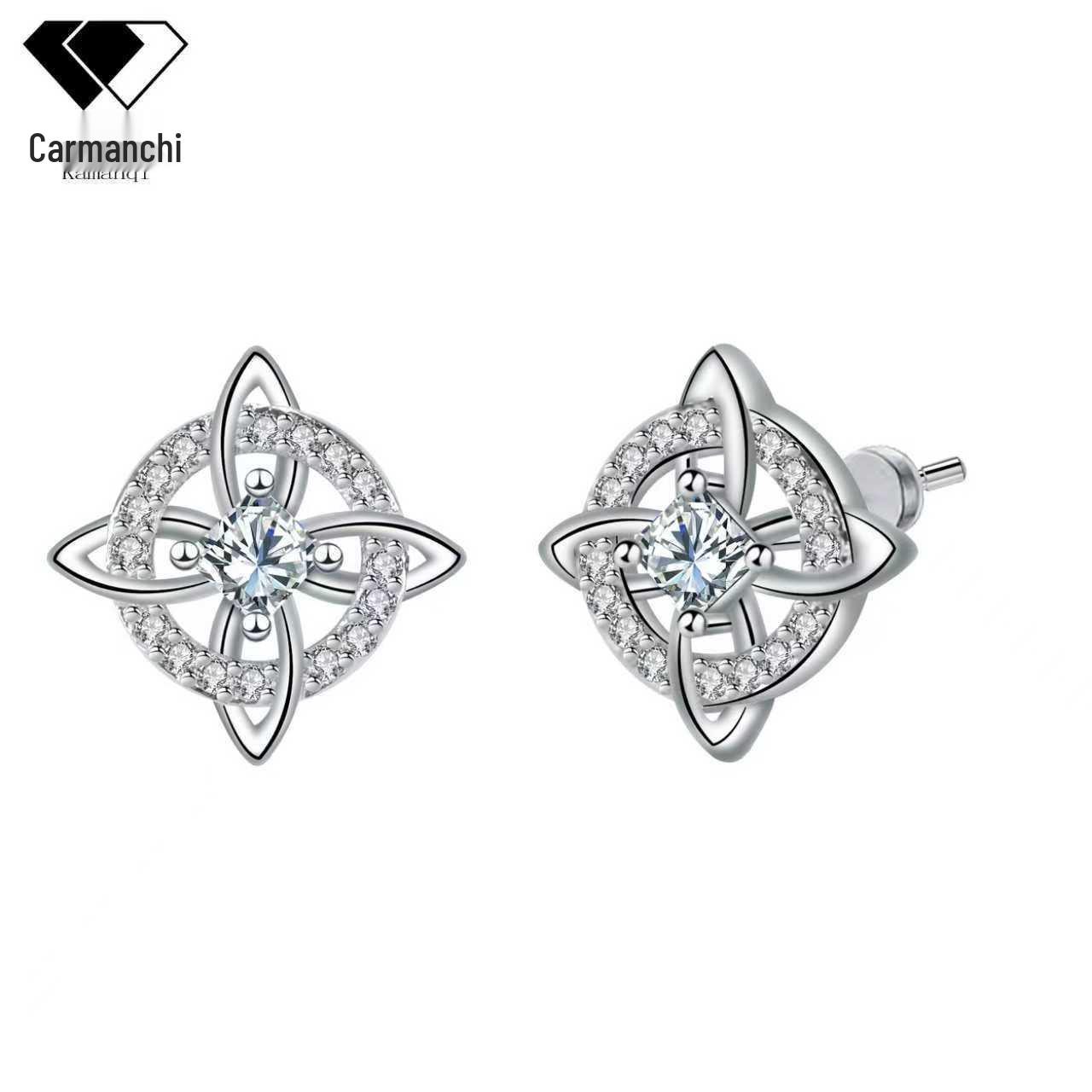

KEE-30 Celtic Knot Stud Earrings for Women - 925 Silver Needle, Light Luxury, High-End Feel серебряный