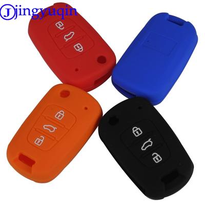 Husă cheie auto din silicon jingyuqin, 4 culori, pentru HYUNDAI i30, Verna, Veloster, pentru KIA K2, K5, Picanto, Rio, Sportage