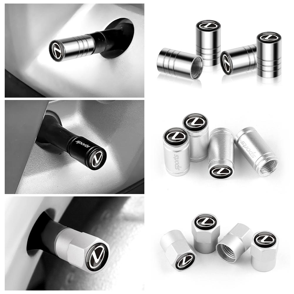 4 Piezas Tapones de Válvula de Neumático de Coche Cubierta de Vástago con Emblema Accesorios Para Lexus LS LC IS350 ES300h ES300 IS250 IS220d NX350h RX GS350 CT200h LX