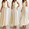 European & American Women's Sleeveless Vest and Pleated Long Sleeve Two-Piece Summer Set