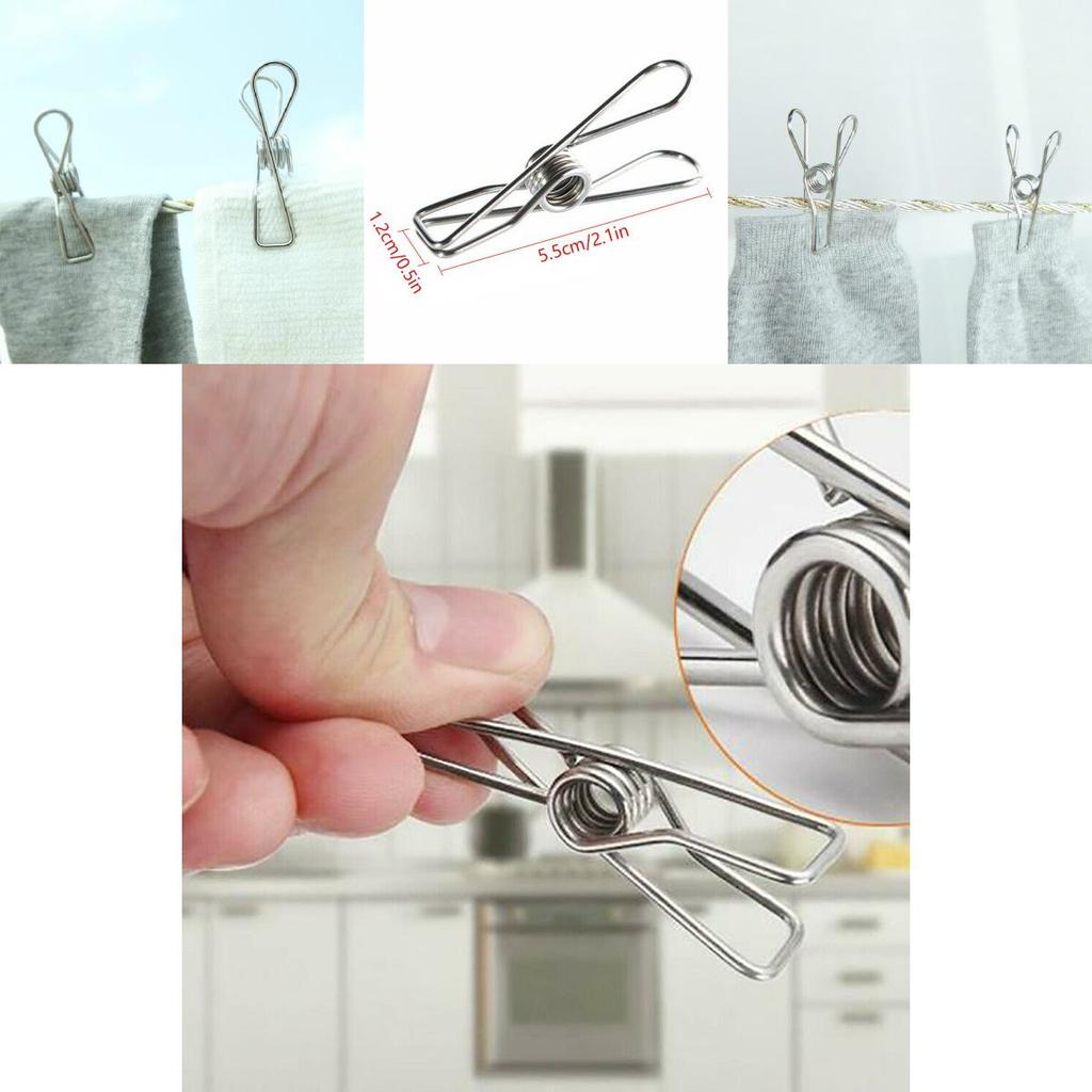 Durable And Rustproof 20x Stainless Steel Clothes Pegs For Strong Laundry Grip And Compact Storage