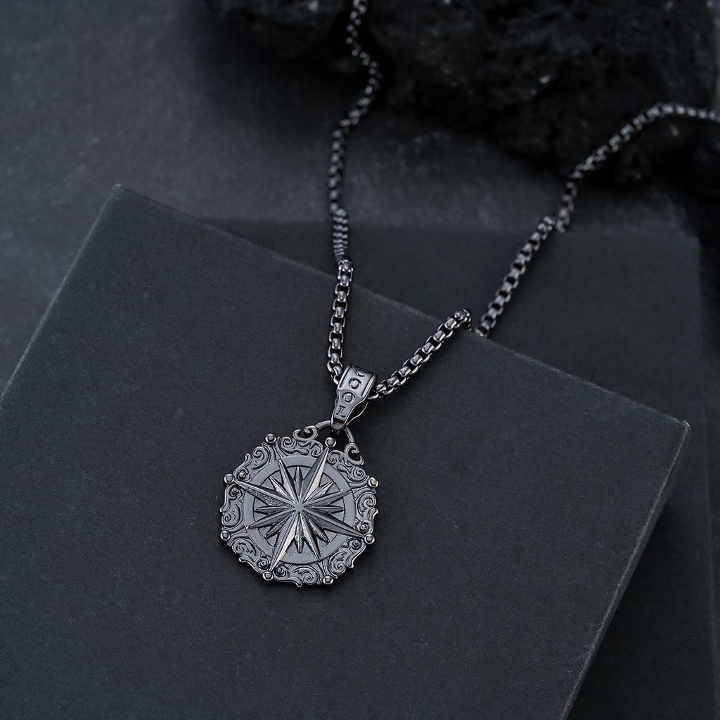 Rund Kompasshalsband i Vikingastil för Män
