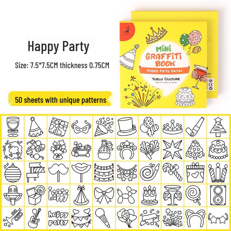 Cartoon Mini Coloring Book for Early Childhood: Sticky Notes, Watercolor Doodles