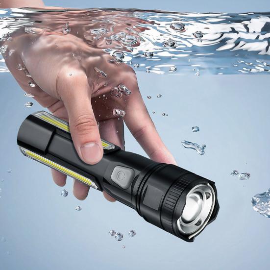Multi-function Flashlight Zoom 5 Modes Adjustable Ultra Bright USB Rechargeable Portable Outdoor Camping Hiking Emergency Handheld Torch Lamp